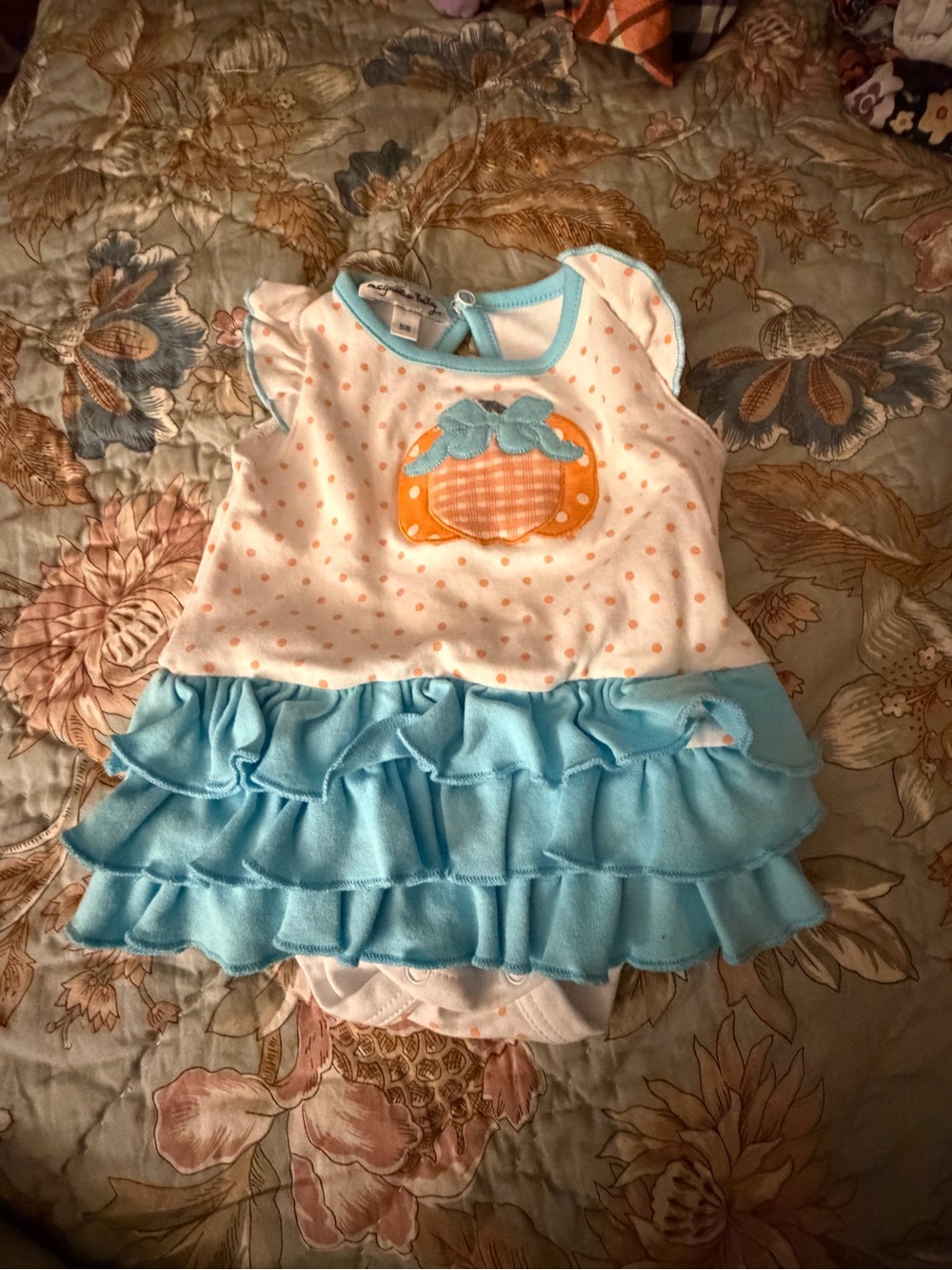 Magnolia Baby pumpkin Ruffle Onsie